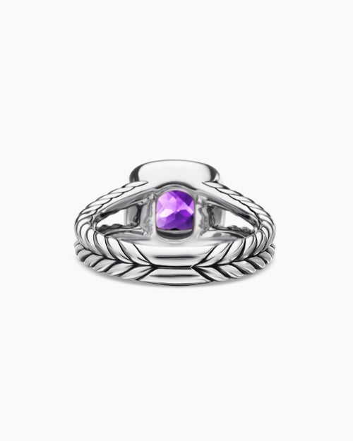 Womens Petite Albion® Ring in Sterling Silver with Amethyst and Diamonds, 7mm
