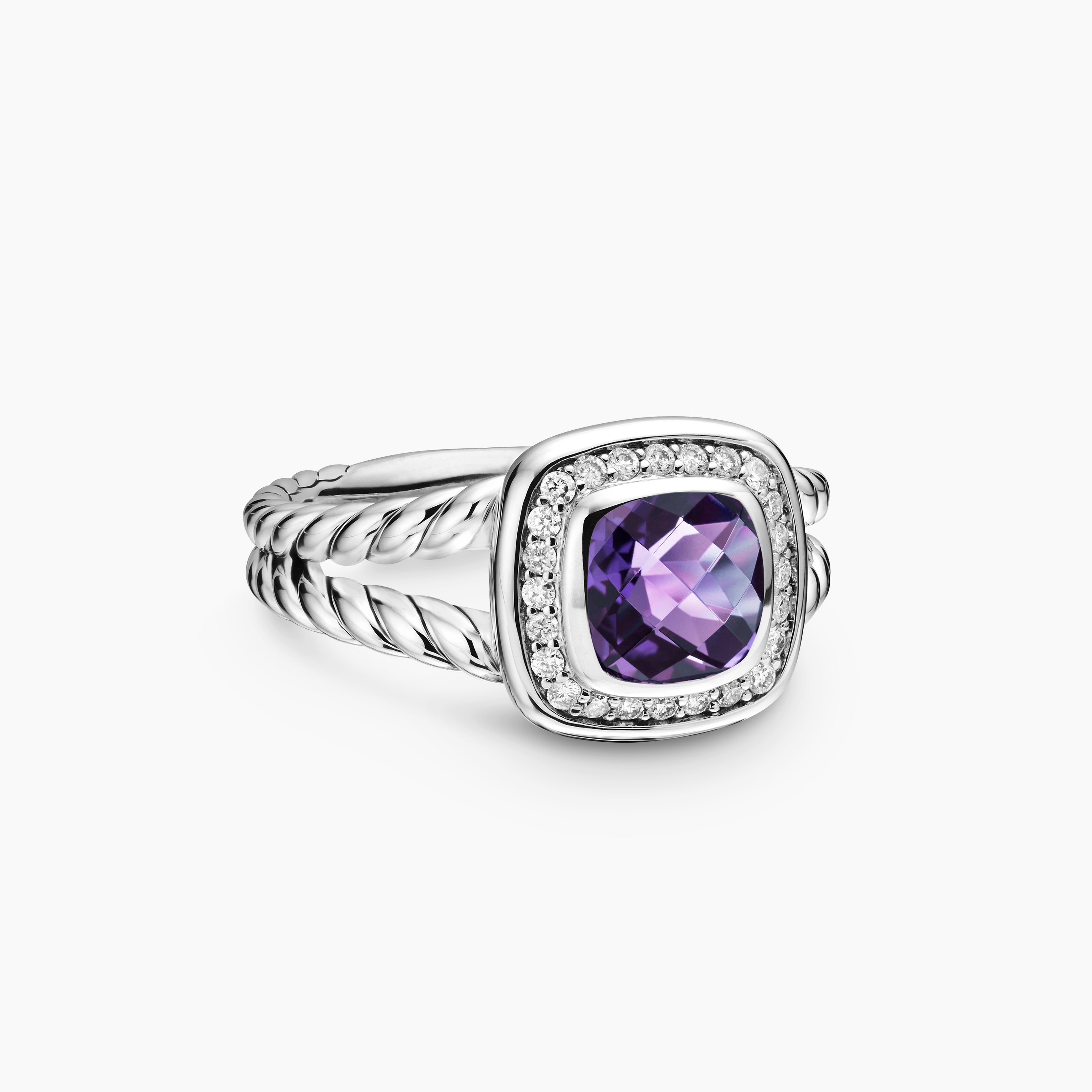 Womens Petite Albion Ring in Sterling Silver with Diamonds, 7mm