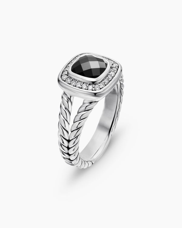 Petite Albion Ring in Sterling Silver with Diamonds, 7mm