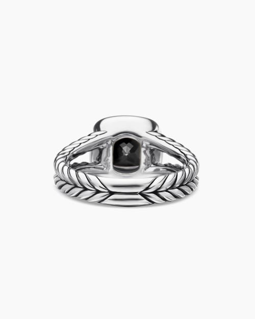 Womens Petite Albion® Ring in Sterling Silver with Black Onyx and Diamonds, 7mm