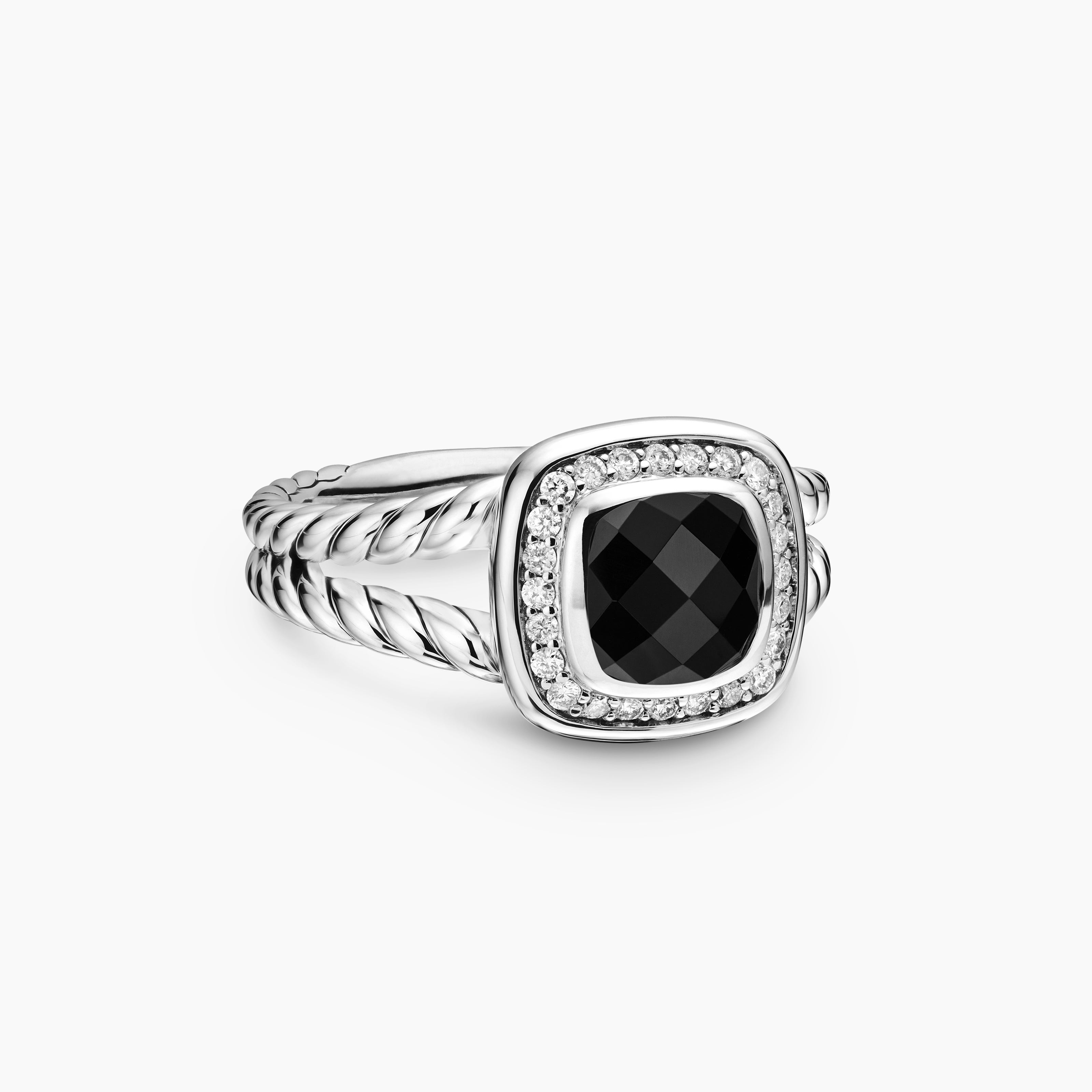 Womens Petite Albion Ring in Sterling Silver with Diamonds, 7mm