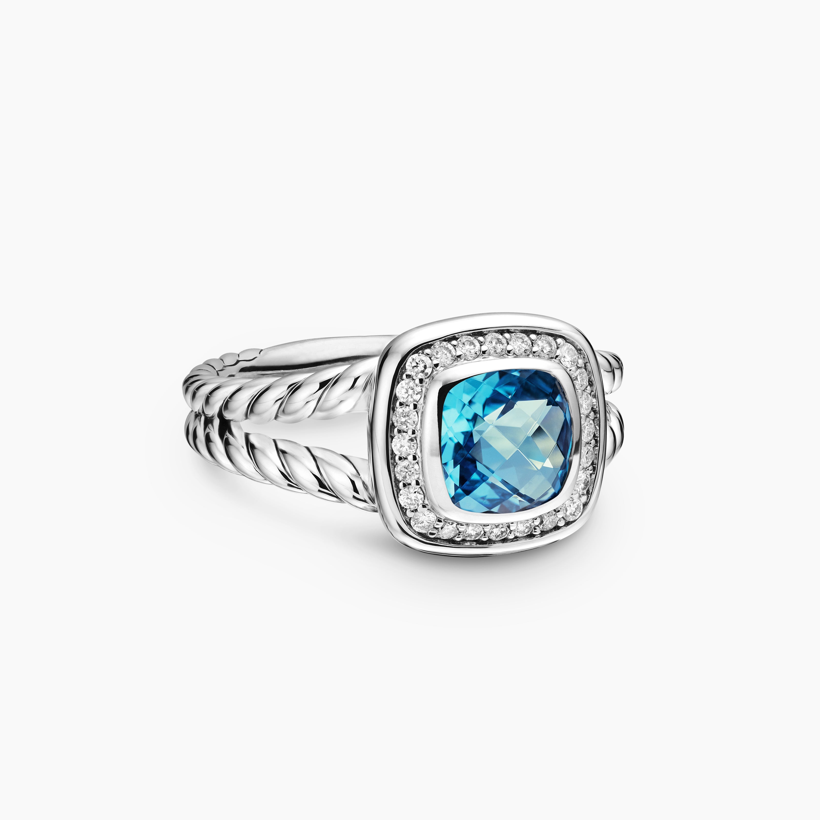 Womens Petite Albion Ring in Sterling Silver with Diamonds, 7mm