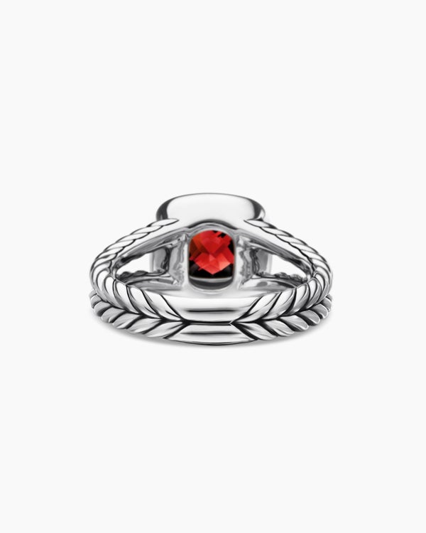 Petite Albion® Ring in Sterling Silver with Garnet and Diamonds, 7mm