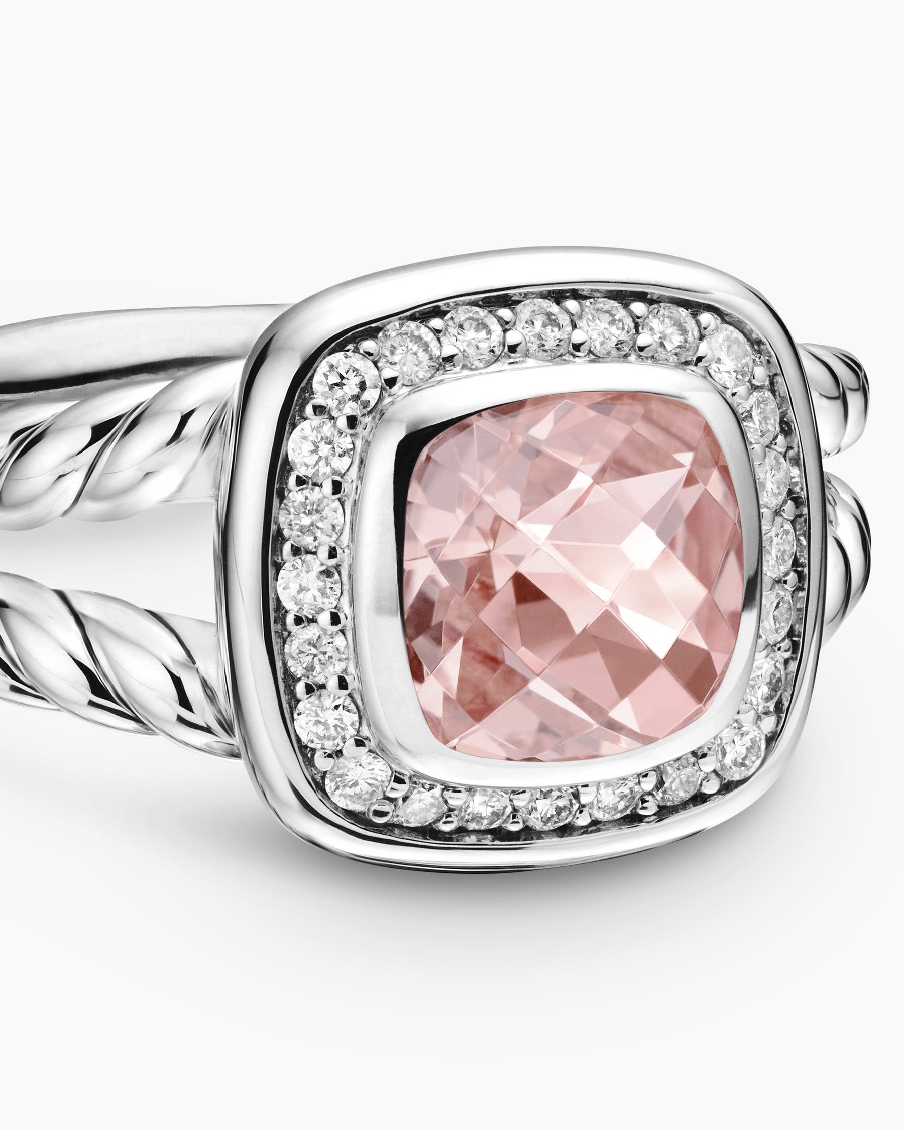 Petite Albion Ring in Sterling Silver with Diamonds, 7mm David