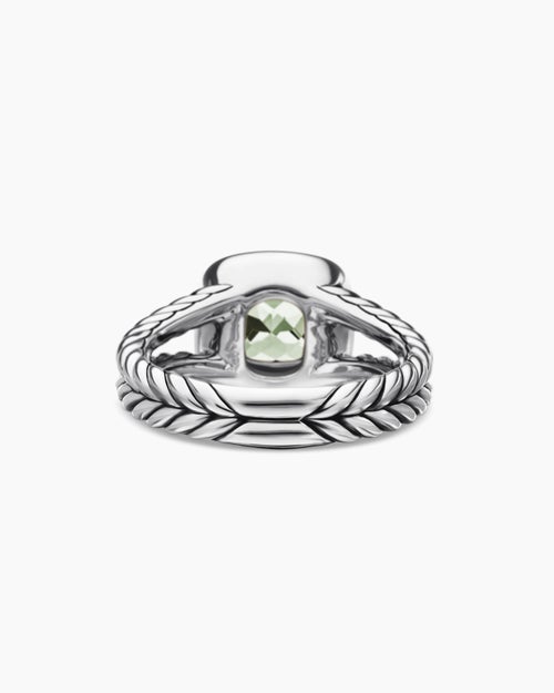 Womens Petite Albion® Ring in Sterling Silver with Prasiolite and Diamonds, 7mm