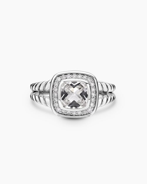 Womens Petite Albion® Ring in Sterling Silver with White Topaz and Diamonds, 7mm