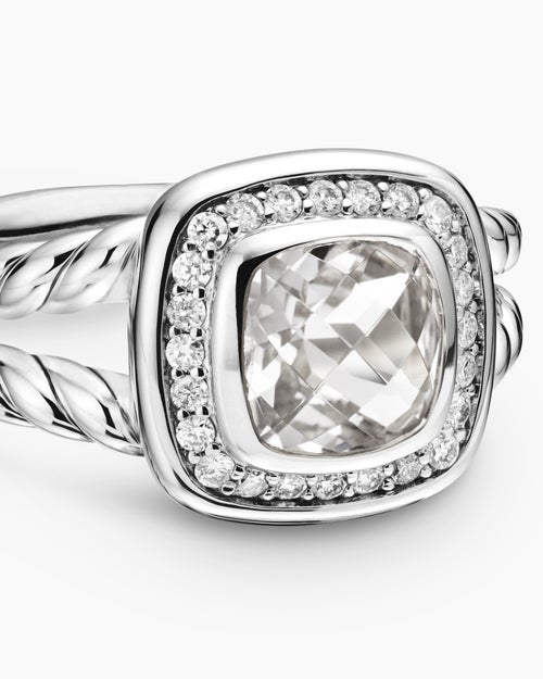 Womens Petite Albion® Ring in Sterling Silver with White Topaz and Diamonds, 7mm
