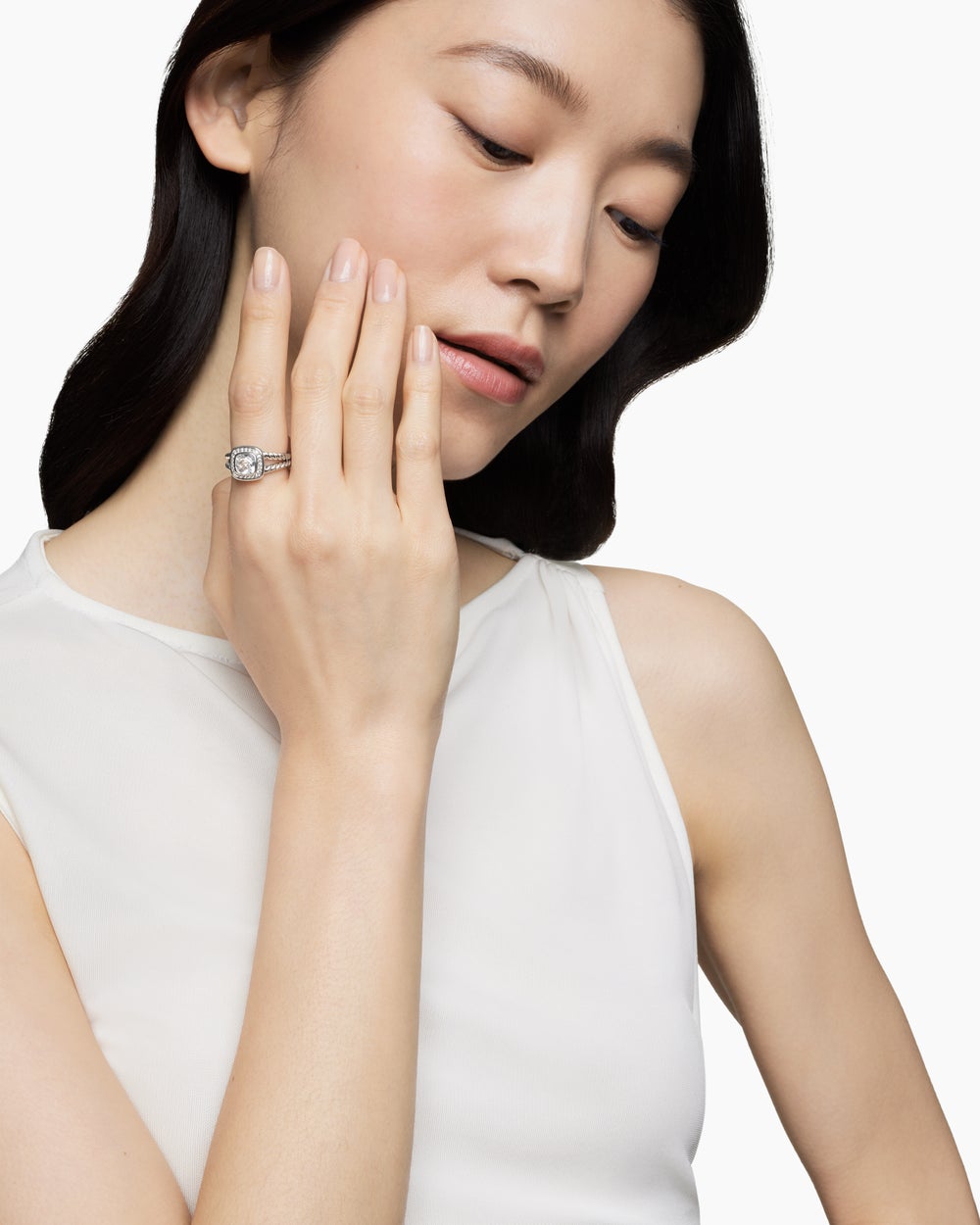 Bague Petite Albion® en argent sterling avec diamants, 7 mm femmes