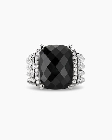 Wheaton® Ring in Sterling Silver with Black Onyx and Diamonds, 16mm
