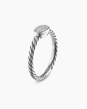 Cable Collectables® Oval Stack Ring in Sterling Silver with Pavé Diamonds, 2.5mm