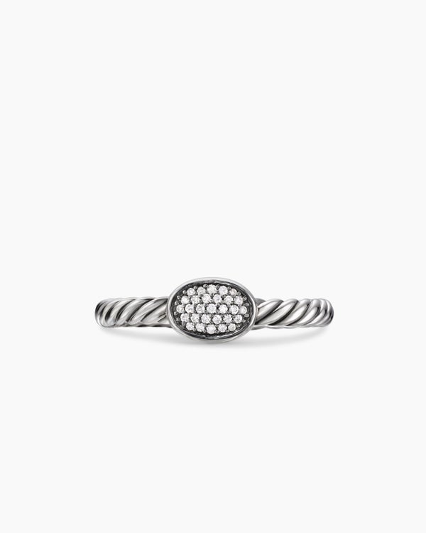 Cable Collectibles Oval Stack Ring in Sterling Silver with Pavé, 2.5mm