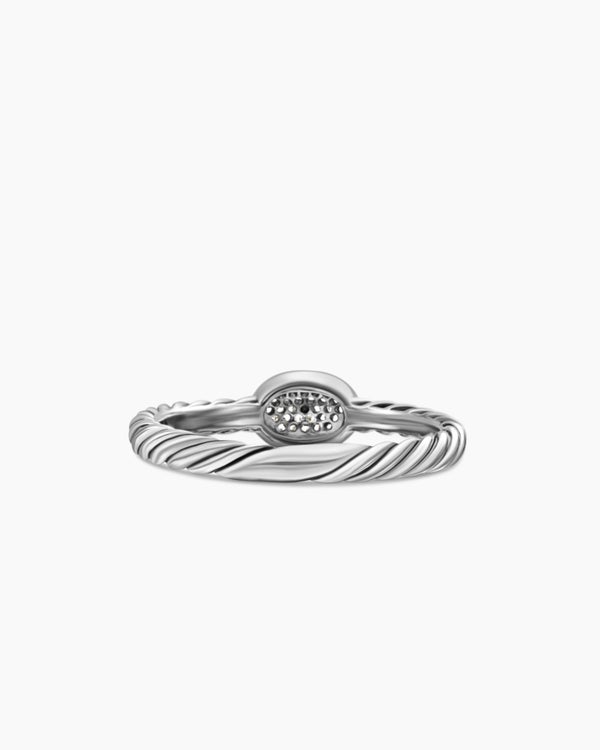 Cable Collectibles Oval Stack Ring in Sterling Silver with Pavé, 2.5mm