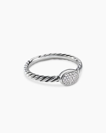Cable Collectibles® Oval Stack Ring in Sterling Silver with Pavé Diamonds, 2.5mm