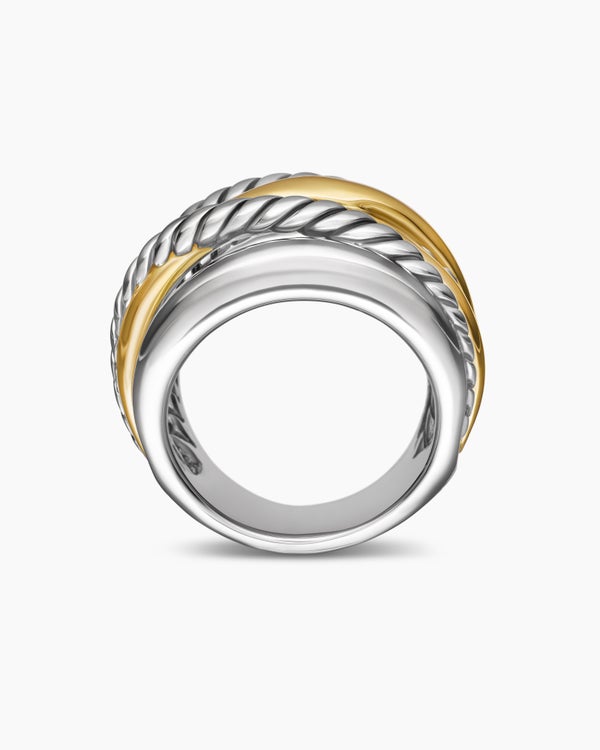 Crossover Ring in Sterling Silver with 14K Yellow Gold, 17mm