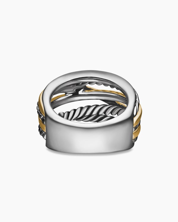 Crossover Ring in Sterling Silver with 14K Yellow Gold, 17mm