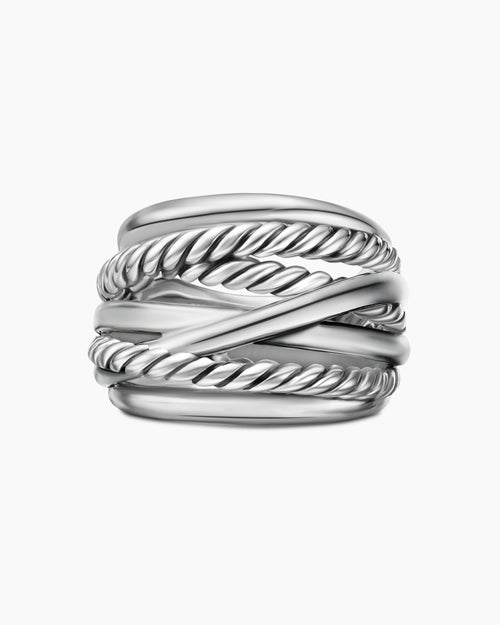 Womens Crossover Ring in Sterling Silver, 17mm