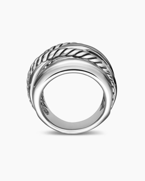 Womens Crossover Ring in Sterling Silver, 17mm