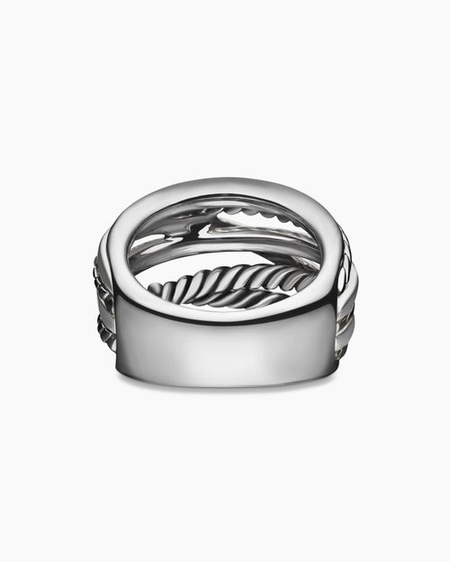 Womens Crossover Ring in Sterling Silver, 17mm