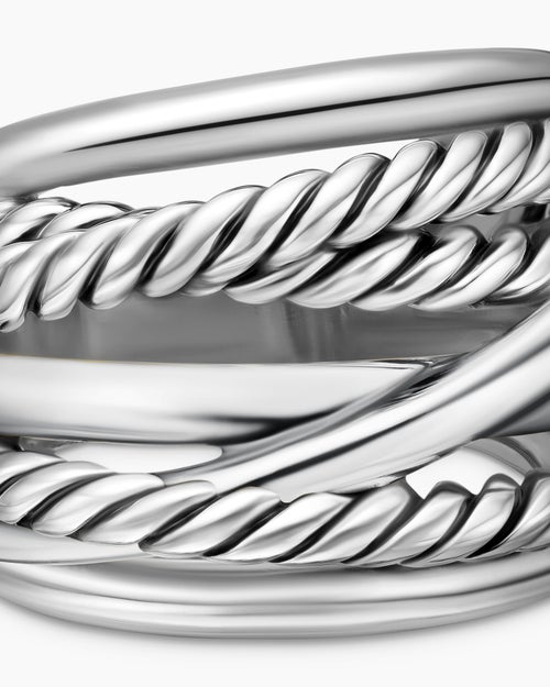 Womens Crossover Ring in Sterling Silver, 17mm