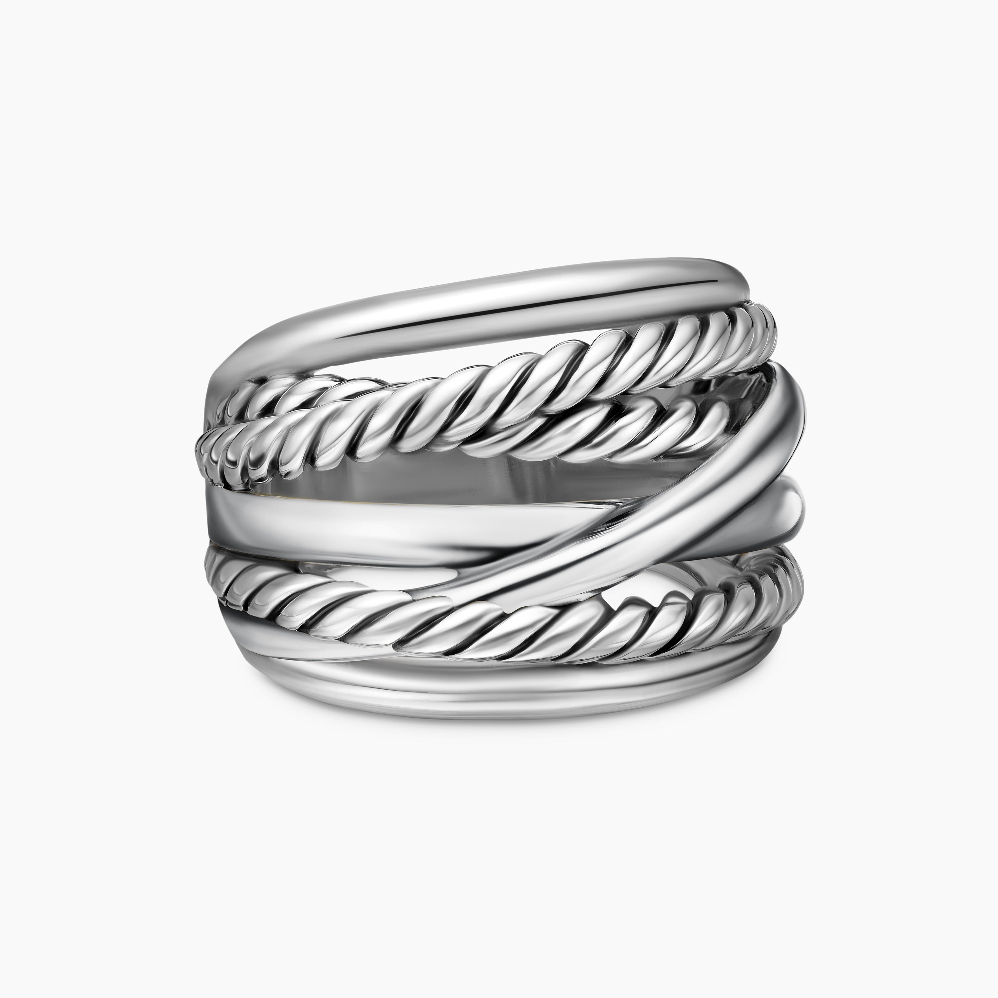 Womens Crossover Ring in Sterling Silver, 17mm