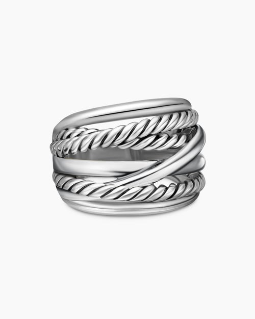 Womens Crossover Ring in Sterling Silver, 17mm