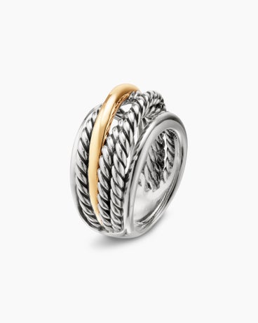 Crossover Ring in Sterling Silver with 14K Yellow Gold, 14.7mm