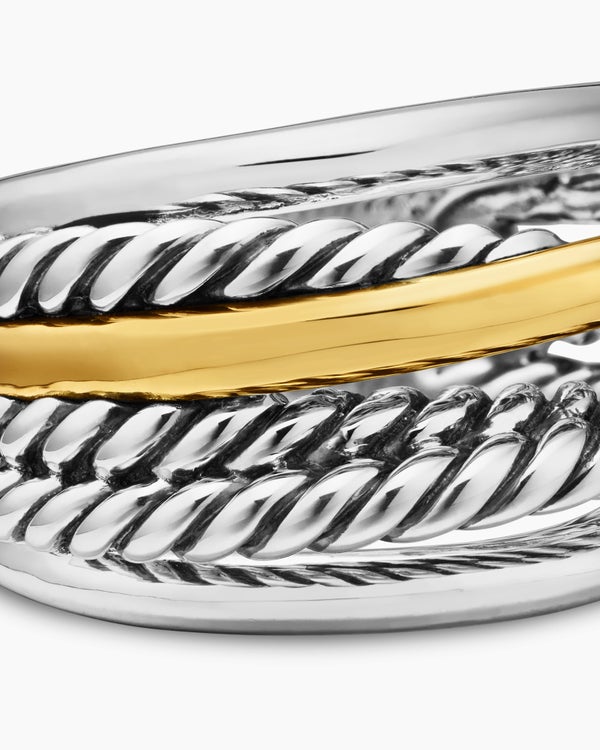 Crossover Ring in Sterling Silver with 14K Yellow Gold, 14.7mm