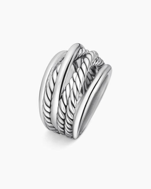 Bague Crossover en argent massif, 14,7 mm femme