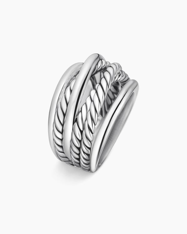 Crossover Ring in Sterling Silver, 14.7mm