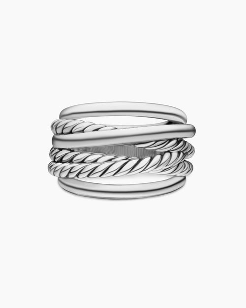 Womens Crossover Ring in Sterling Silver, 14.7mm