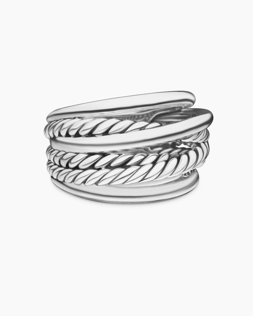 Bague Crossover en argent massif, 14,7 mm femme