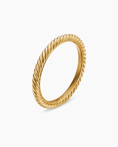 Womens Cable Collectibles Stack Ring in 18K Yellow Gold, 2mm