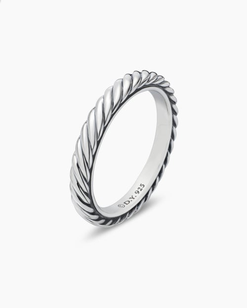 Womens Cable Collectibles Stack Ring in Sterling Silver, 3mm