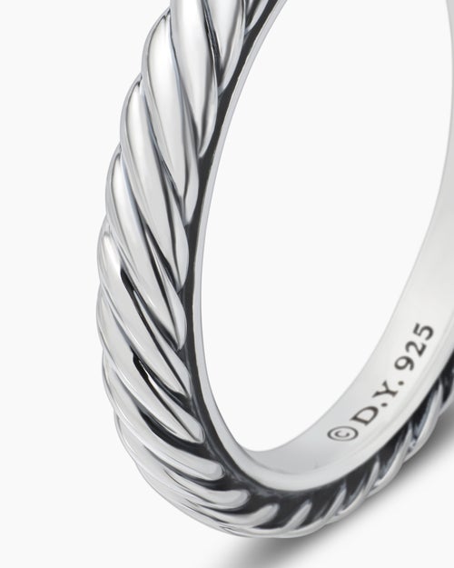 Womens Cable Collectibles Stack Ring in Sterling Silver, 3mm