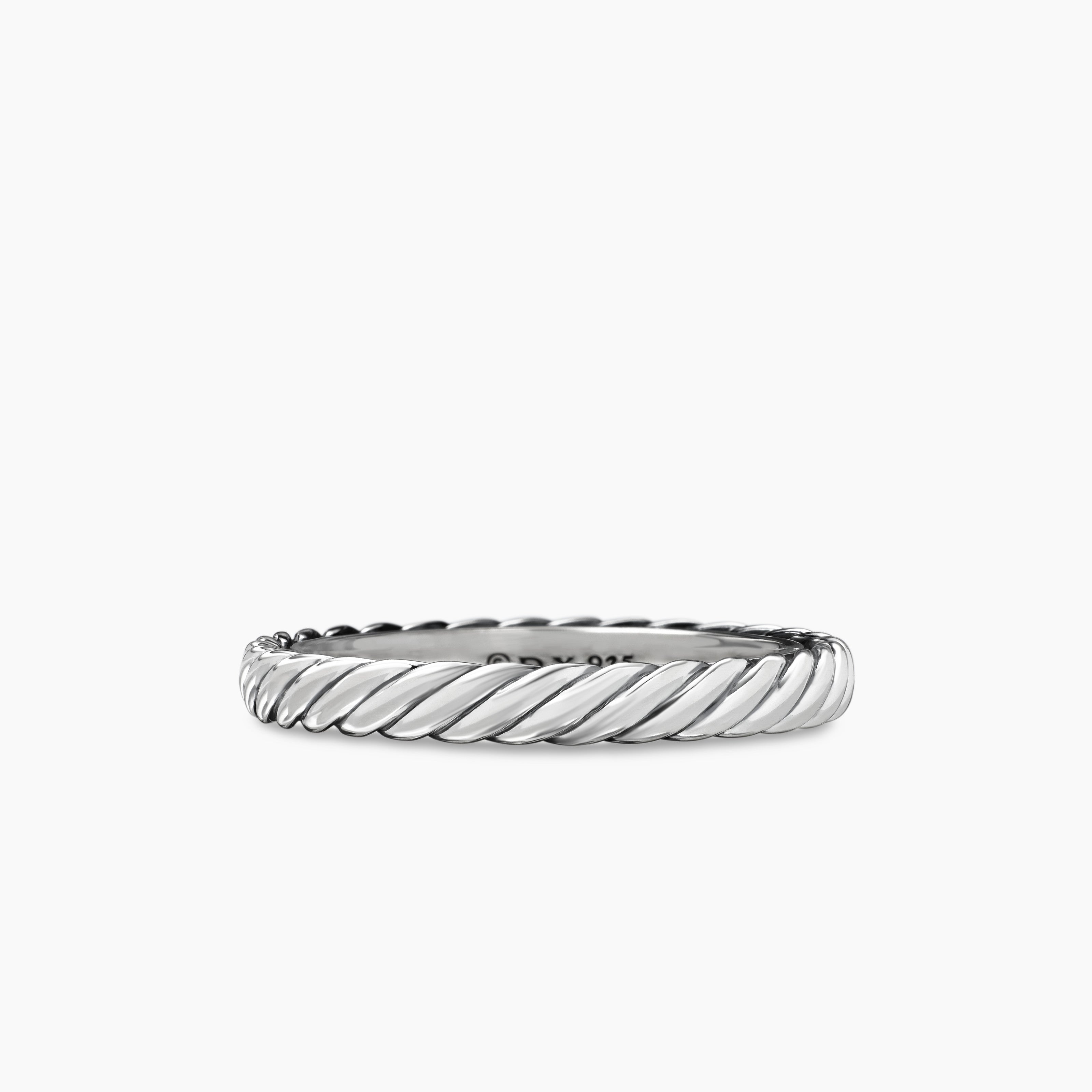 Womens Cable Collectibles Stack Ring in Sterling Silver, 3mm