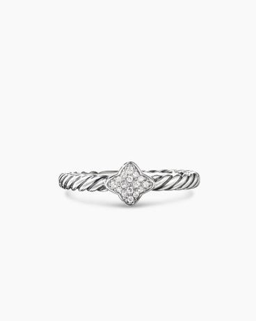 Cable Collectibles® Quatrefoil Stack Ring in Sterling Silver with Pavé Diamonds, 6.6mm