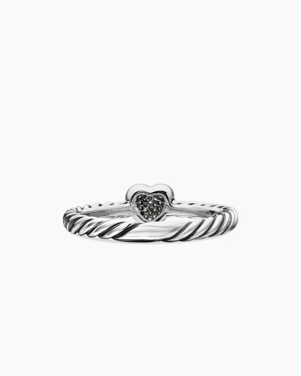 Cable Collectibles® Heart Stack Ring in Sterling Silver with Pavé Diamonds, 6.2mm