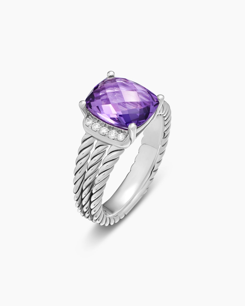 Bague Wheaton de petite taille en argent sterling avec diamants, 10 mm pour femmes