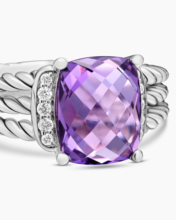 Petite Wheaton Ring in Sterling Silver with Diamonds, 10mm