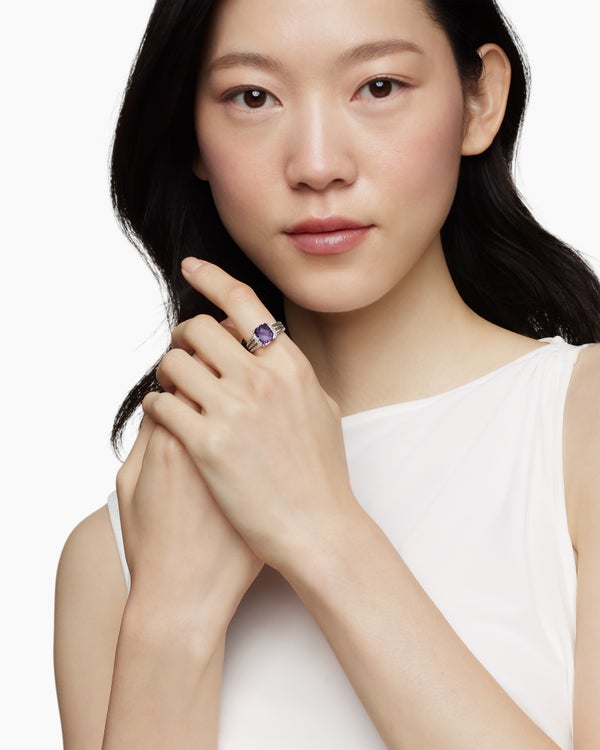 Petite Wheaton Ring in Sterling Silver with Diamonds, 10mm