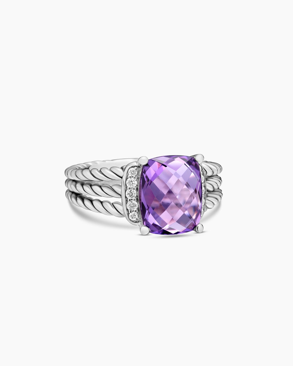 Bague Wheaton de petite taille en argent sterling avec diamants, 10 mm pour femmes