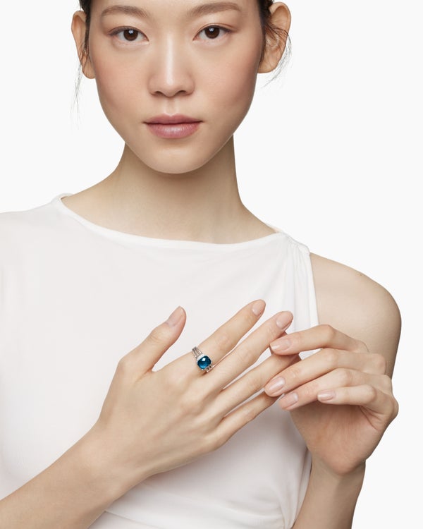 Petite Wheaton® in Sterling Silver with Hampton Blue Topaz and Diamonds, 10mm