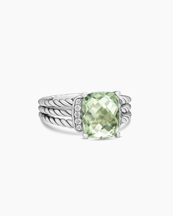 Petite Wheaton® in Sterling Silver with Prasiolite and Diamonds, 10mm