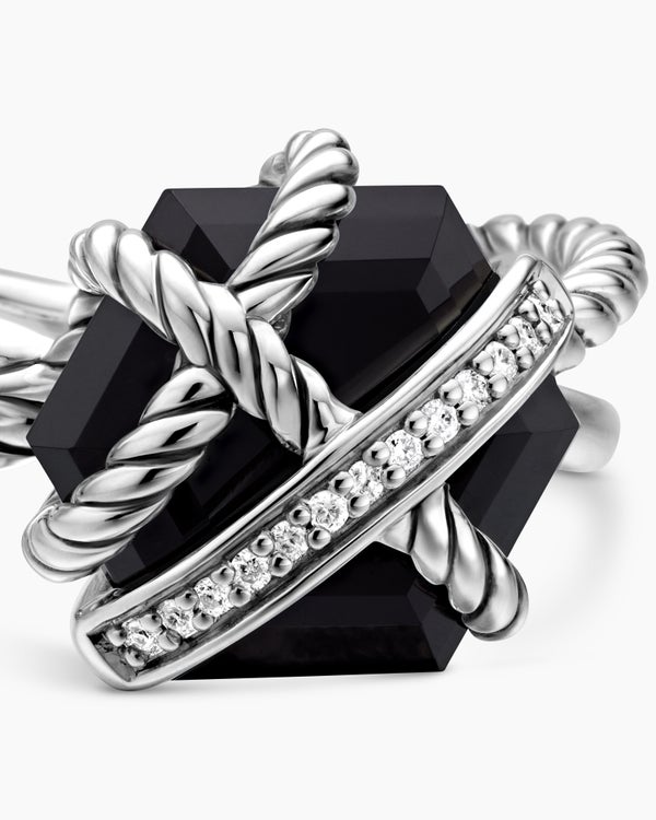 Bague enveloppante torsadée Cable Wrap en argent sterling avec diamants, 11 mm