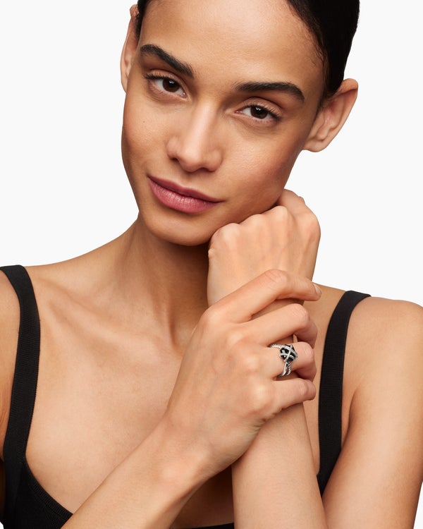 Bague enveloppante torsadée Cable Wrap en argent sterling avec diamants, 11 mm