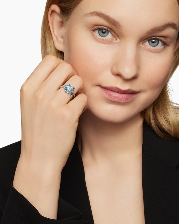 Bague enveloppante torsadée Cable Wrap en argent sterling avec diamants, 11 mm