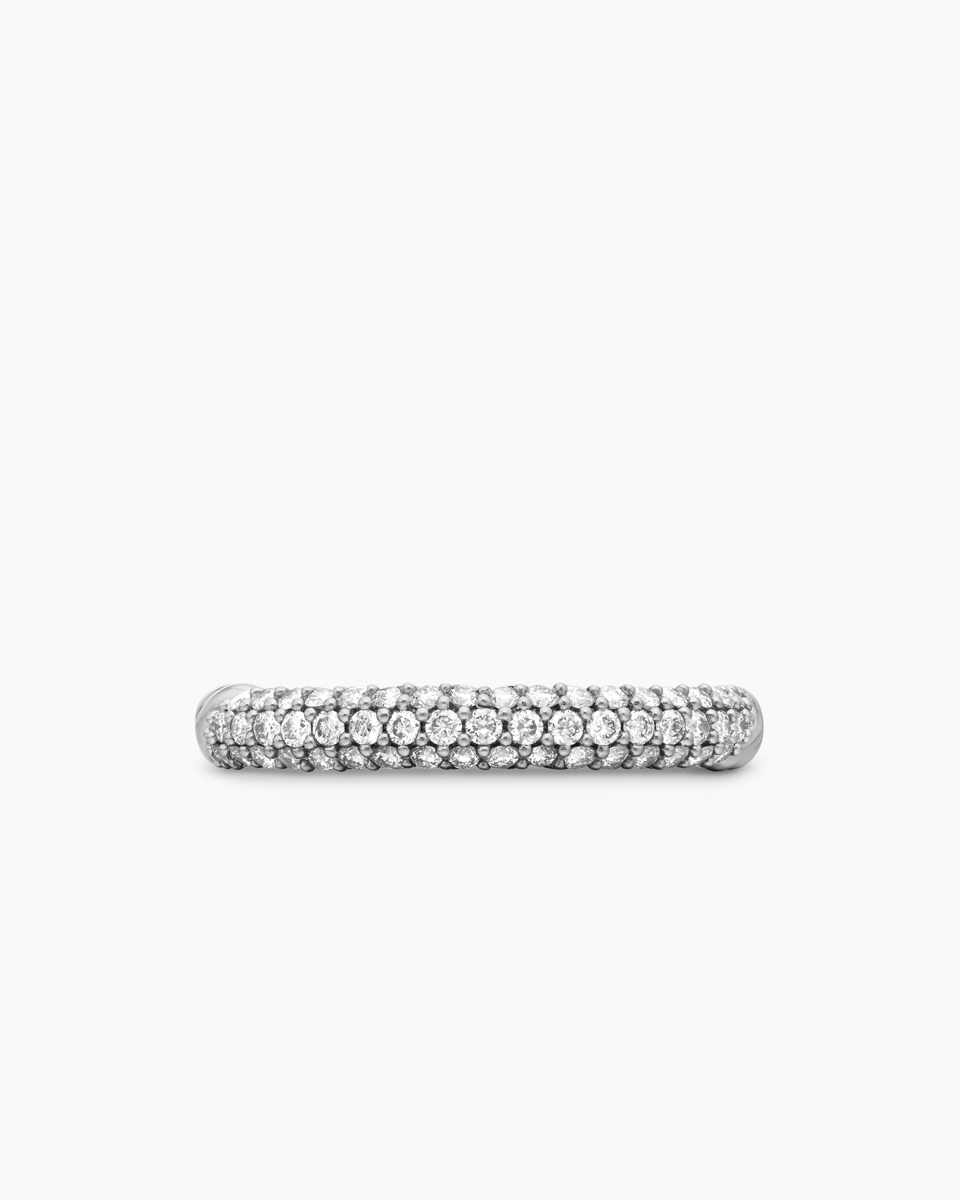 Petite Pavé Stack Ring in Sterling Silver, 3mm