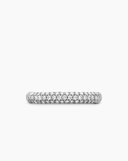 Womens Petite Pavé Stack Ring in Sterling Silver with Diamonds, 3mm