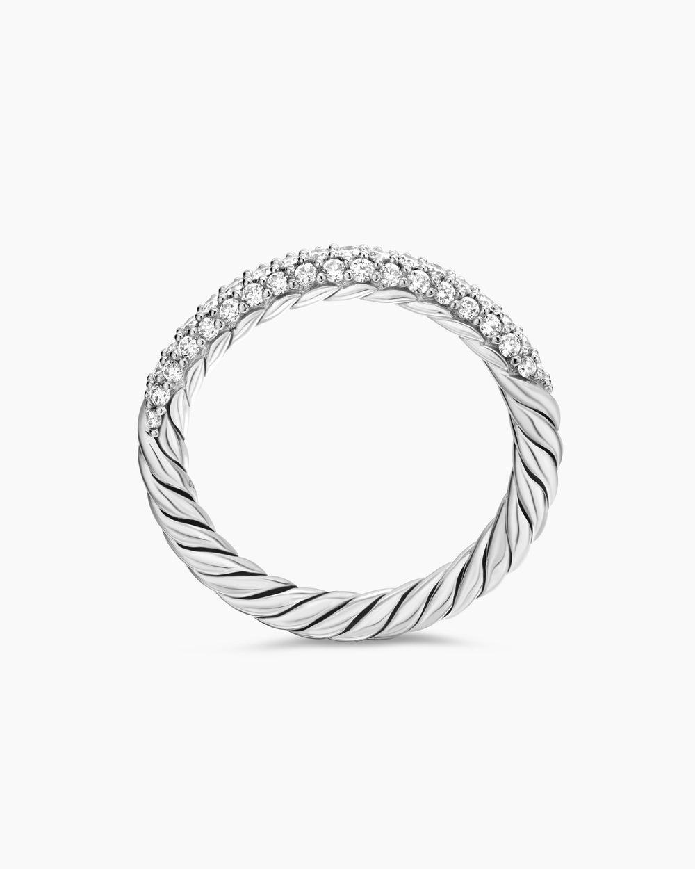 Womens Petite Pavé Stack Ring in Sterling Silver, 3mm