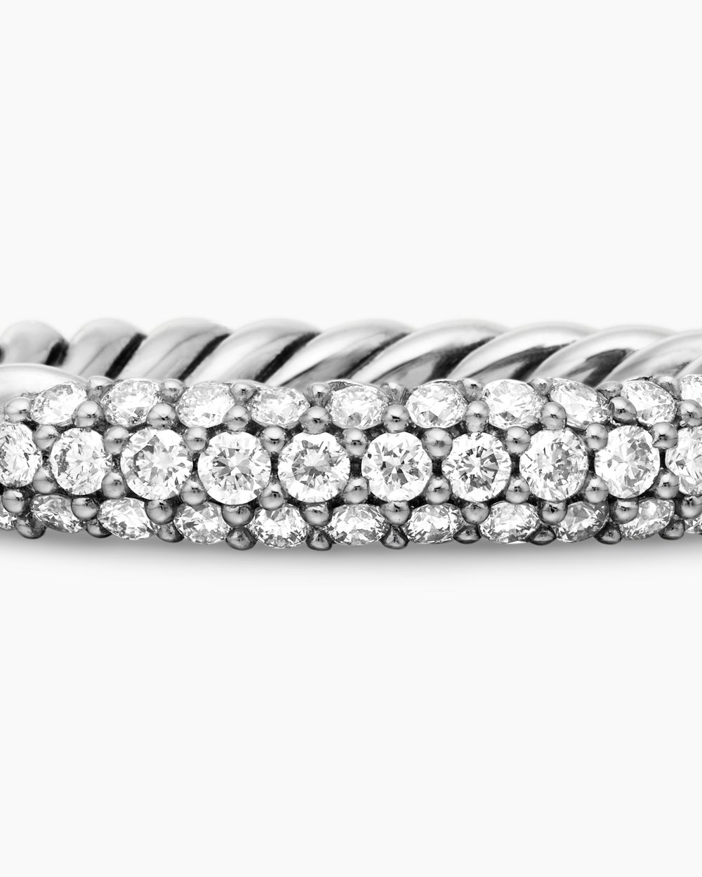 Womens Petite Pavé Stack Ring in Sterling Silver, 3mm